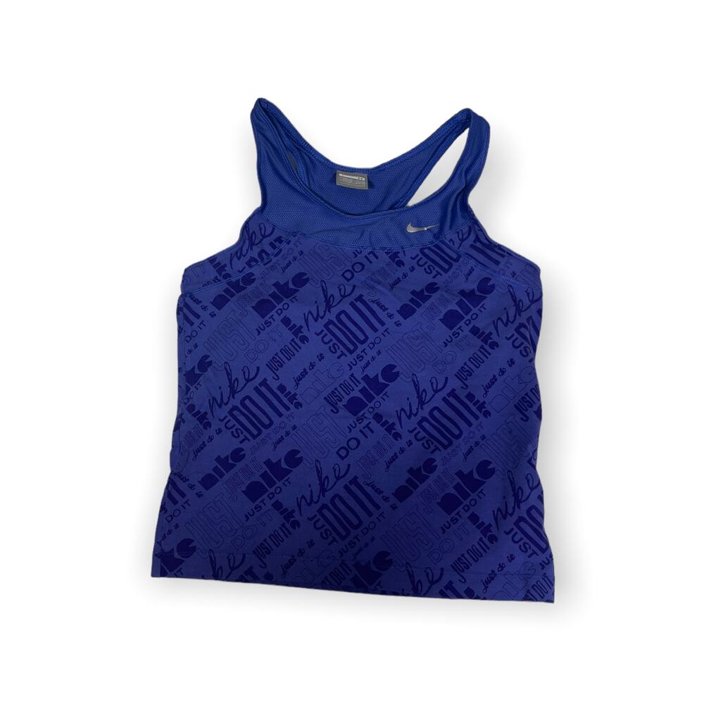 NIKE Tank Top Athletic Wear Just Do It Print Racerback Shelf Bra Women's Size M